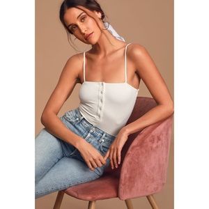 So Easy White Ribbed Snap Front Bodysuit